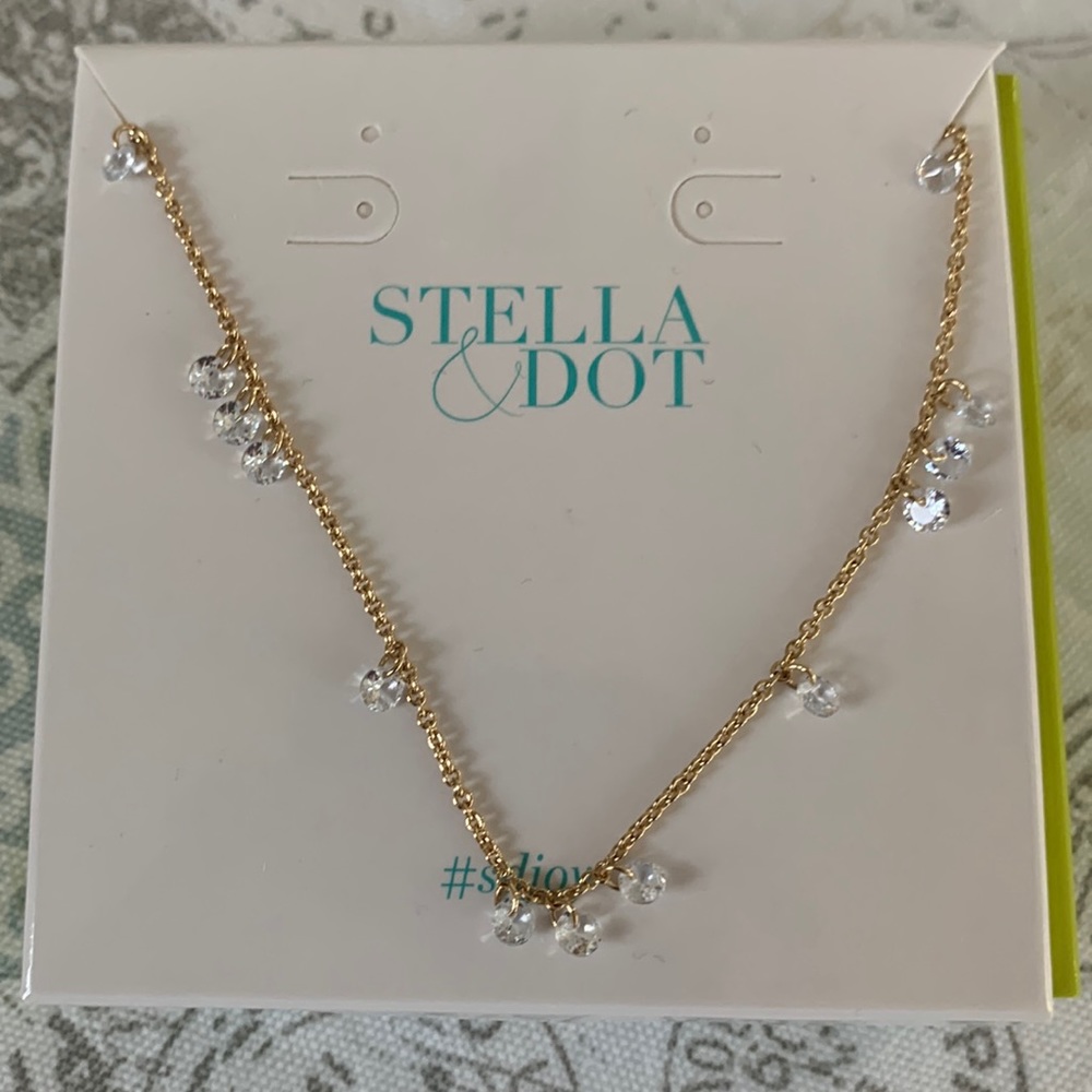 Stella & Dot Dripping In Diamonds Delicate Necklace Gold